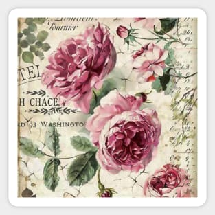 French Shabby Chic Pink Roses Sticker